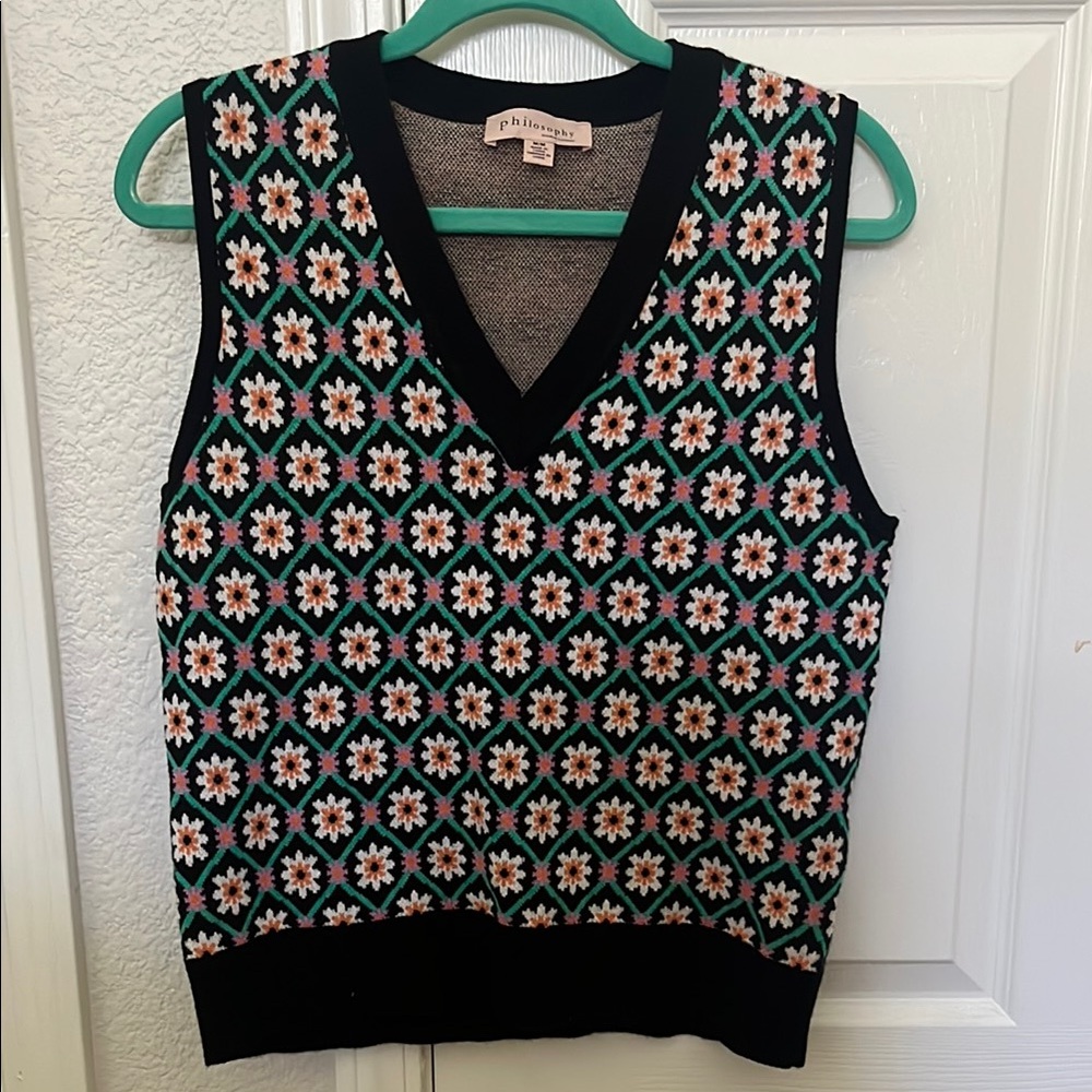 Philosophy Black and Green V-Neck Sweater